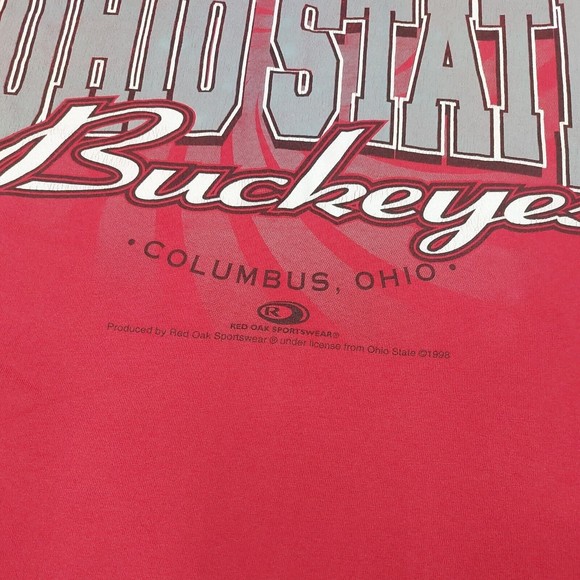 Vintage Jerzees 1998 Ohio State Buckeyes Size Large Scarlett & Gray T-Shirt - Picture 8 of 8
